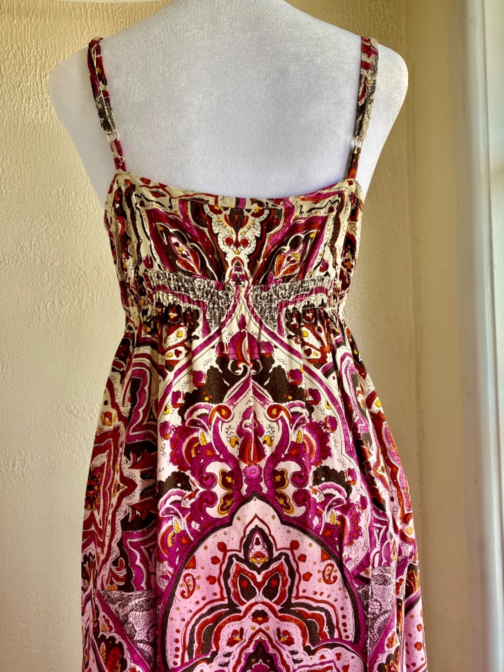 Lucky Brand fuchsia paisley maxi sun dress with ombre hem Size S - Picture 6 of 15